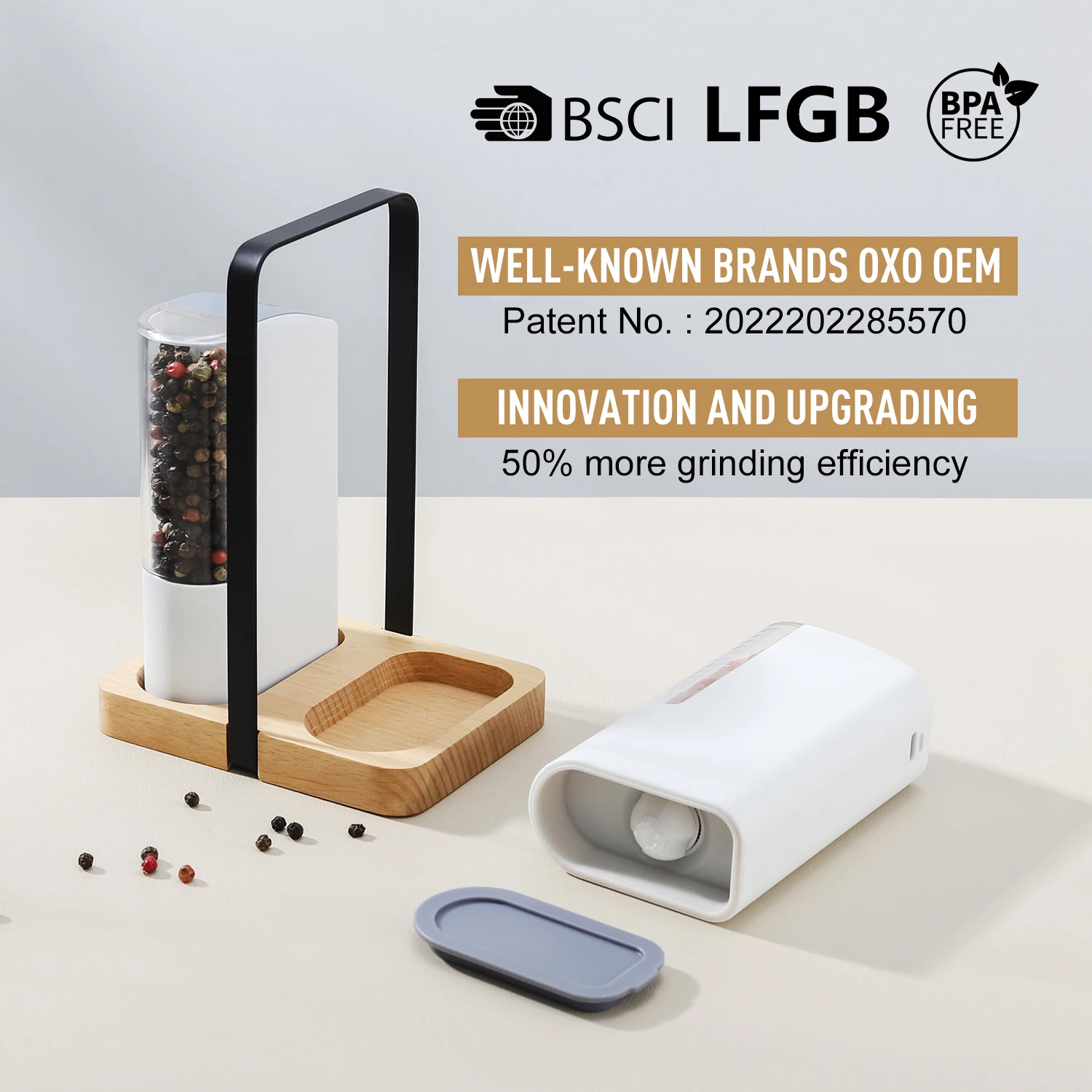 New Mini Portable Type-C USB Rechargeable Spice mill  Tools Electric Salt and Pepper Grinder set with PMMA jar