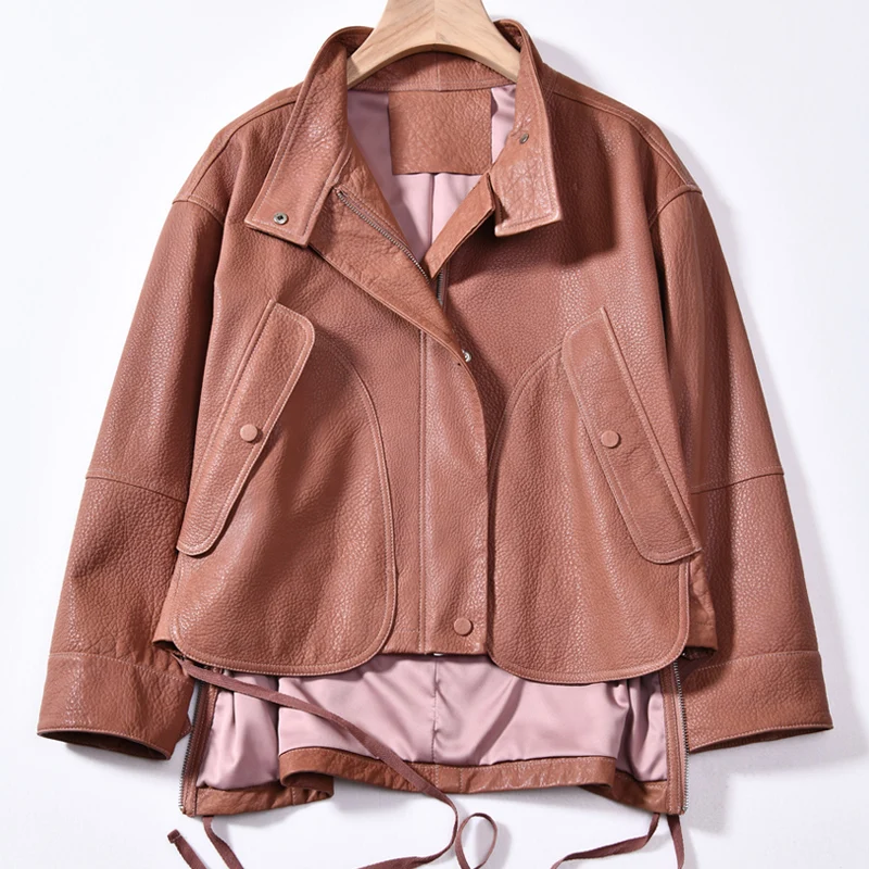 Casual Thin Cotton Autumn Solid Long Sleeve Elegant Custom Logo Coats Woman Jackets New Arrival 2021 Fashion Clothing Leather