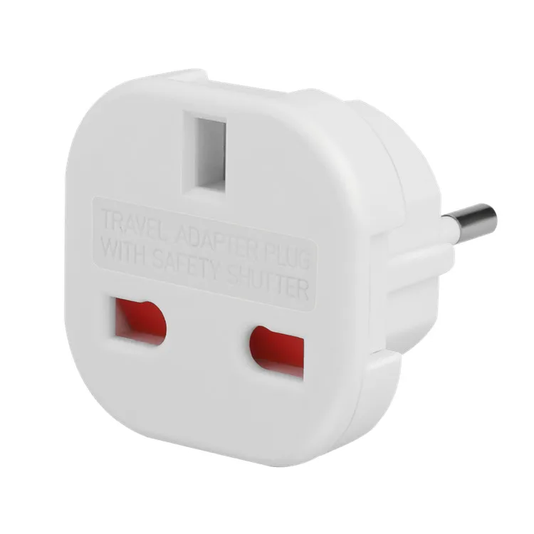 Leishen Wholesale UK to EU Plug Adapter Schuko Socket 3 Pin to 2 Pin International Universal European Europe Travel Adapter