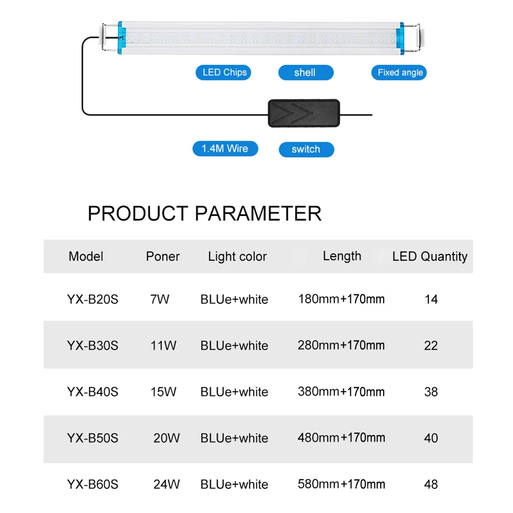  Super Slim LEDs Aquarium Lighting Aquatic Plant Light 18-75CM Extensible Waterproof Lamp For Fish Tank