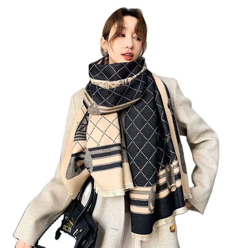 2022 Winter cotton scarf Latest Design Style High quality Shawl Scarf Women Thick Winter Cashmere Scarves