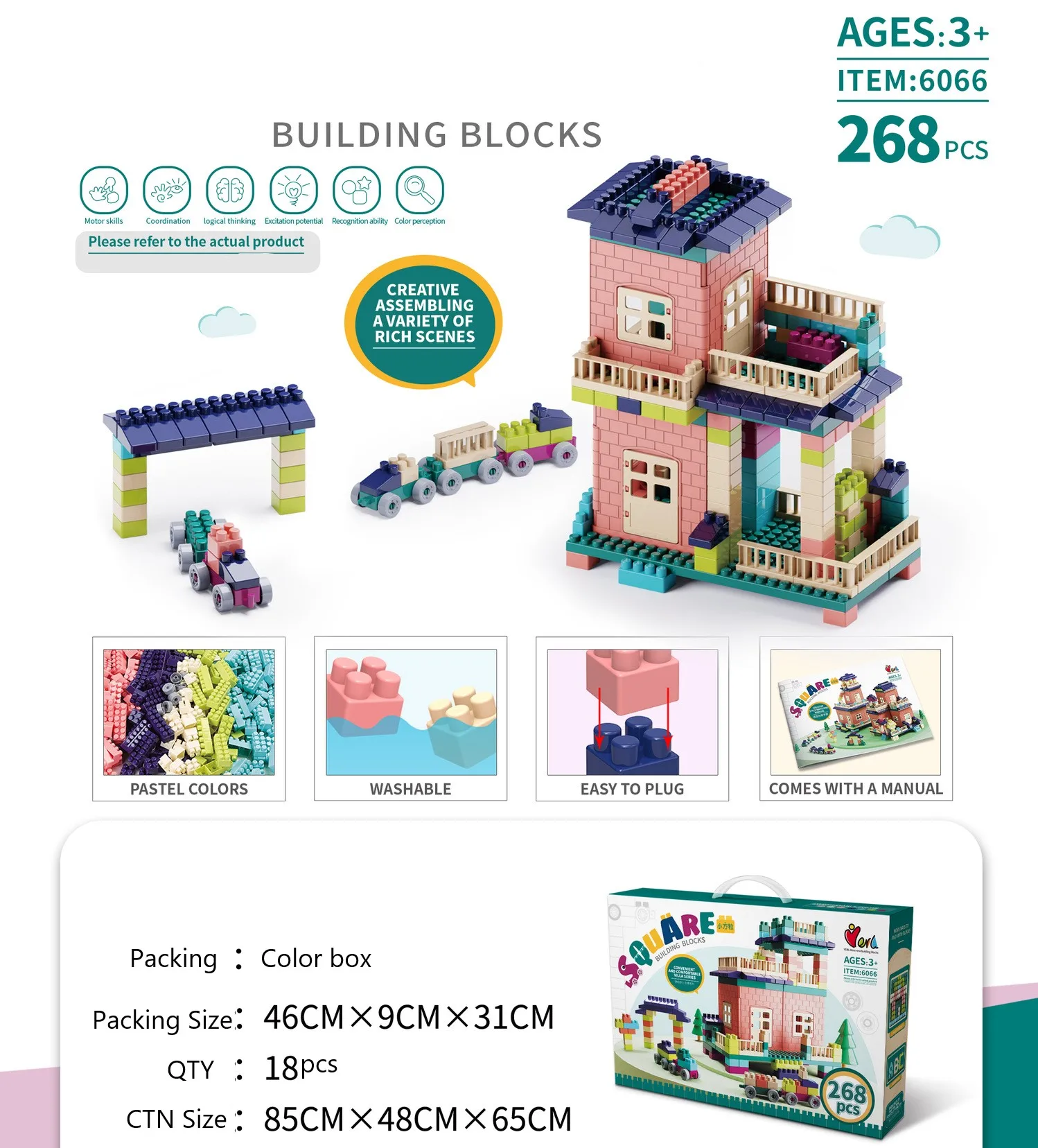 DIY Puzzle House Kid Toys For Early Educational Plastic Architecture Build Block Sets