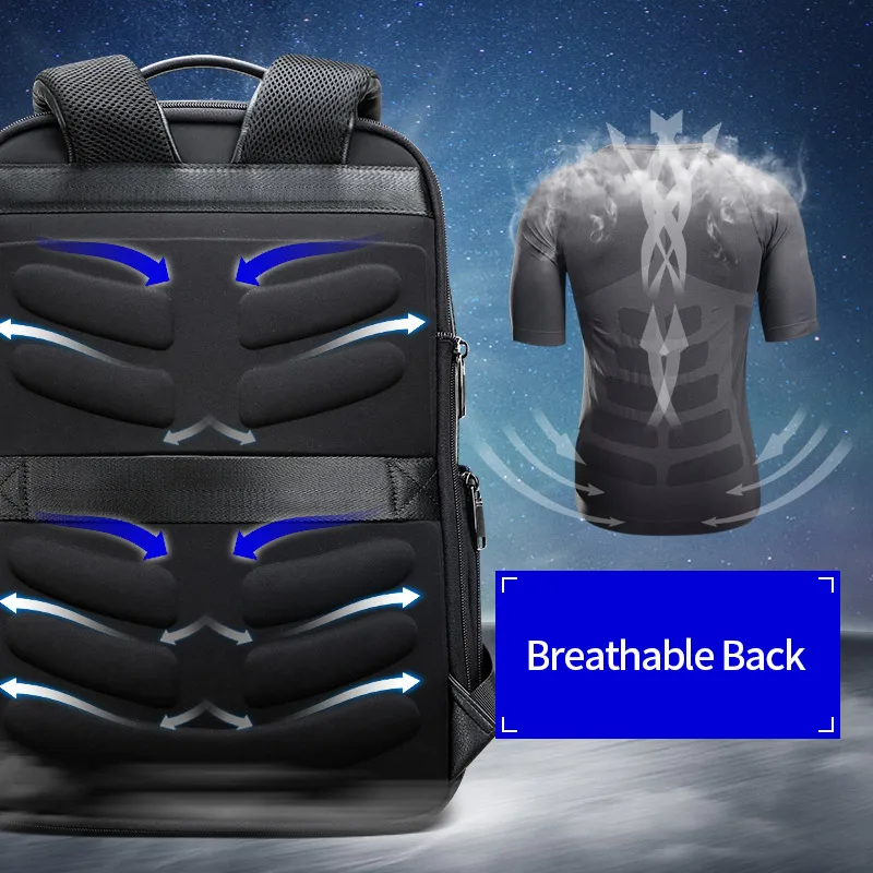 BOPAI men anti theft business 15.6 inch laptop bag usb charging back pack expandable notebook genuine leather backpack