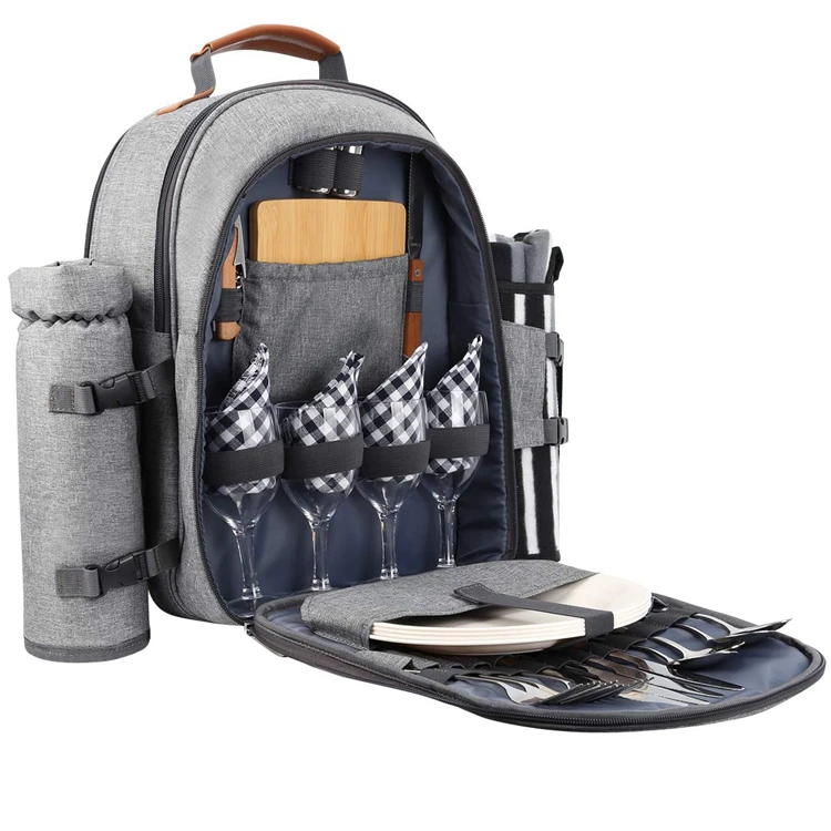 Outdoors waterproof 600d polyester travel bag picnic backpack for 4 organizer family aluminium foil insulated cooler backpack