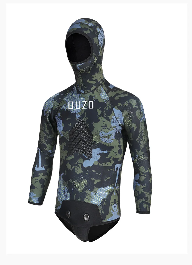 7MM spearfishing wetsuit CR smooth skin diving suit OUZO split camouflage cold and warm thick free diving fishing suit