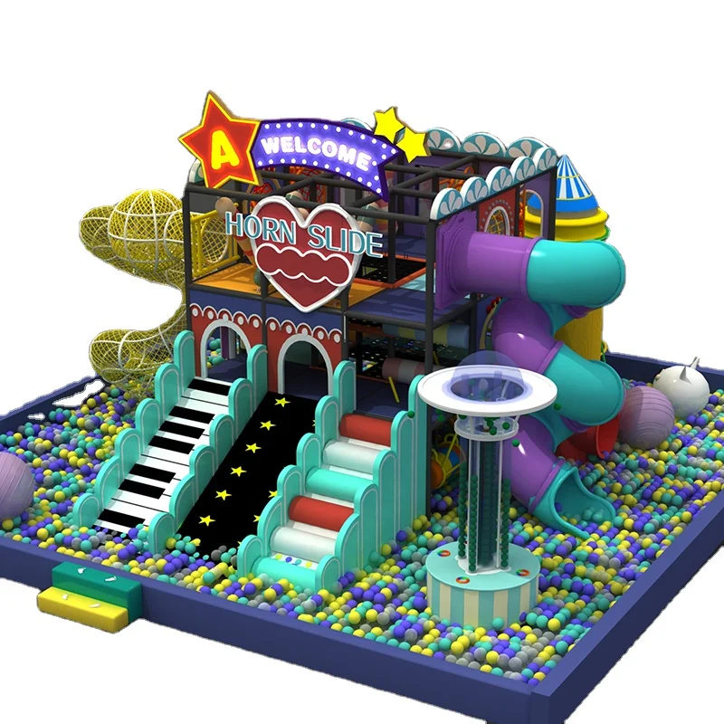 Pokiddo Custom Design Indoor playground trampoline park with Laser Tag Gun battle game for kids adults Tram mazepoline park maze