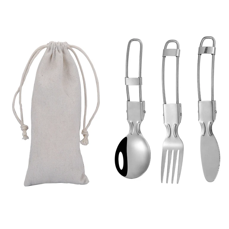 3pcs Stainless Steel Portable Knife Fork and Spoon Travel Cutlery Set