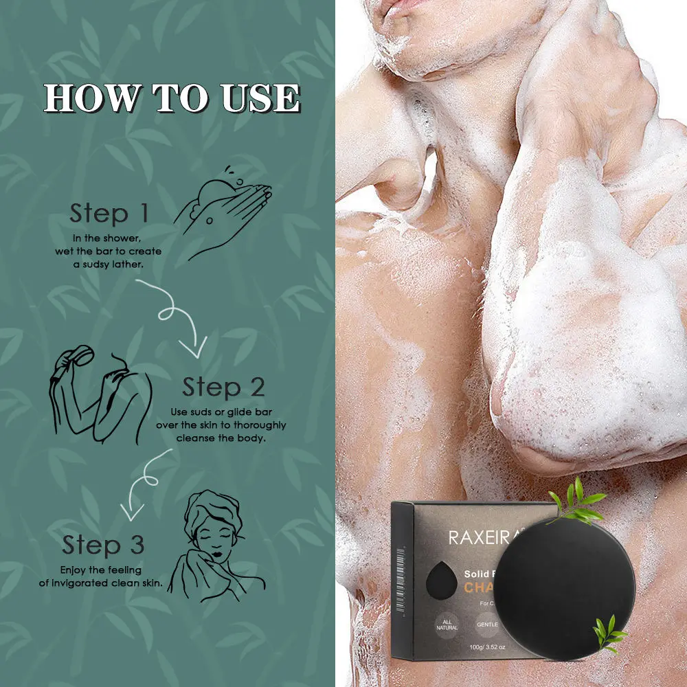 Manufacturers Custom Wholesale Handmade Soap Bar African Organic Charcoal Hand Made Body Mens Black Soap