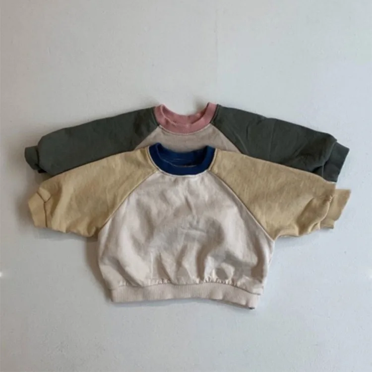 Корейский свитер JKFS для мальчиков и девочек осенний в стиле пэчворк 100% хлопок детские толстовки