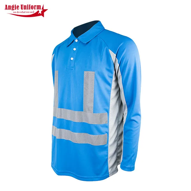 Factory Sustainable Cotton Fluorescent tape Work Clothing Wholesale Polo T Shirts Reflective Construction Worker Uniforms