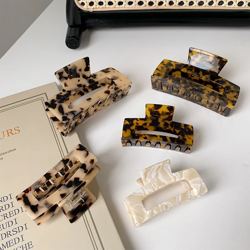 Customized Large Marble Resin Plastic Tortoiseshell Cellulose Acetate Big Hair Claw Clips for Women