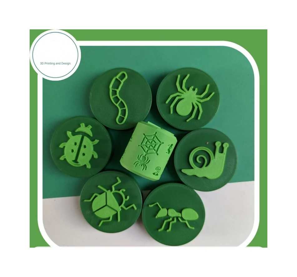 Custom 3D Print Bug Playdough Stamp Set & Roller, texture roller, playdough stamps, clay stamps, eco stamps PLA
