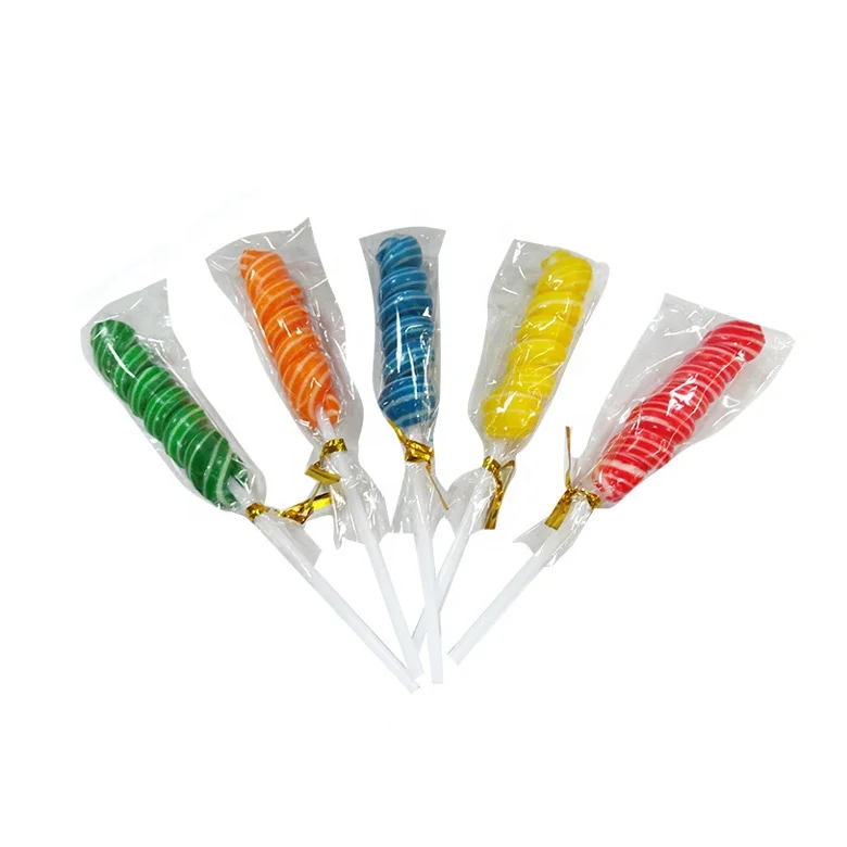 2019 hot sales Children fruit flavor funny spiral toy candy with lollipop