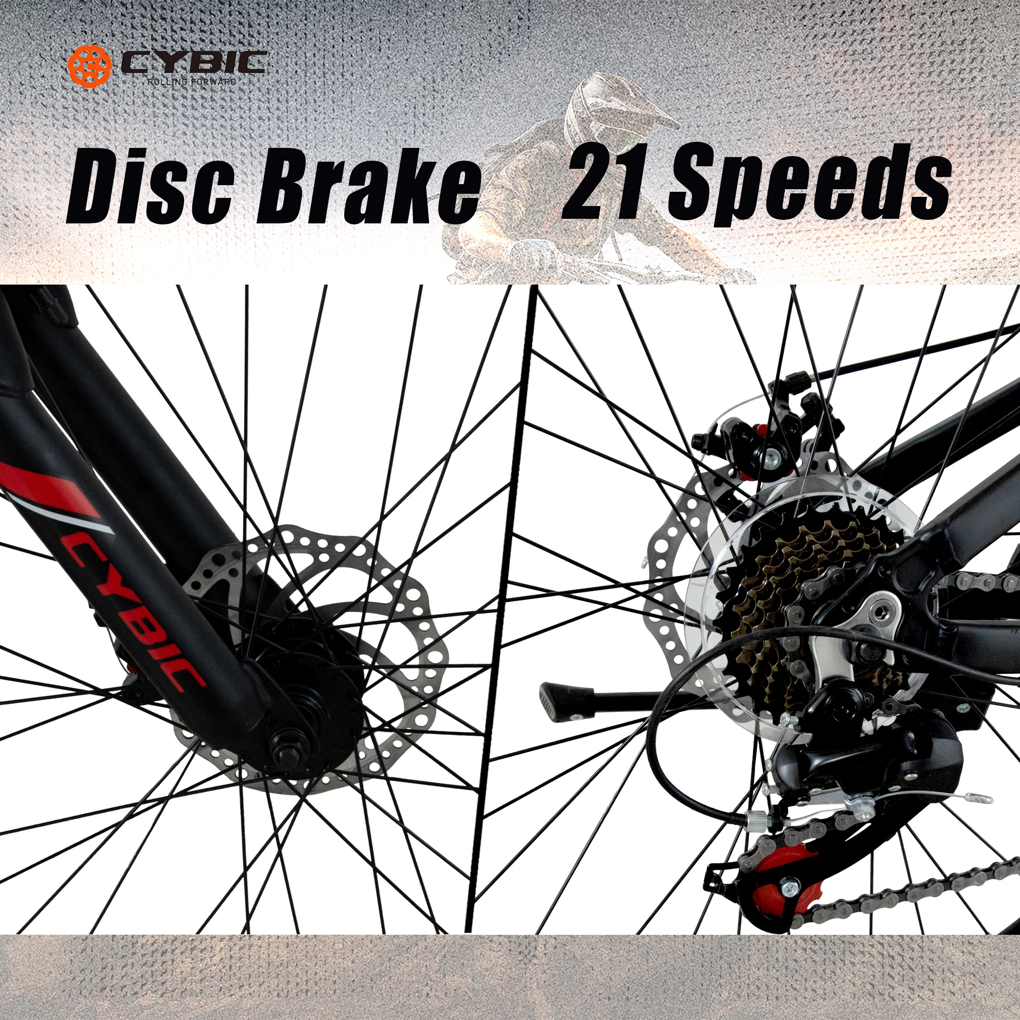 24 inch 21-Speed Disc Front Suspension Youth/Adult Men Women City Snow Bicycles black and blue color Mountain Bike
