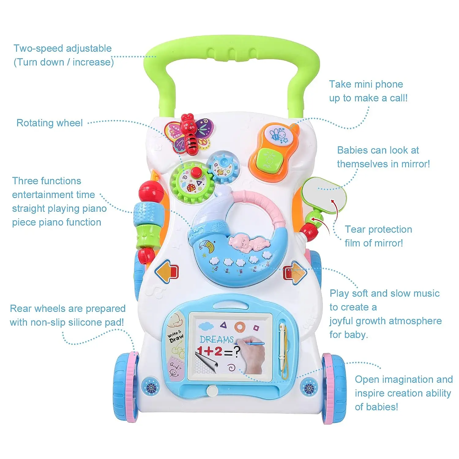 Baby Sit-to-Stand Learning Walker musical standing toys baby first step Activity Fitness Trolley toys