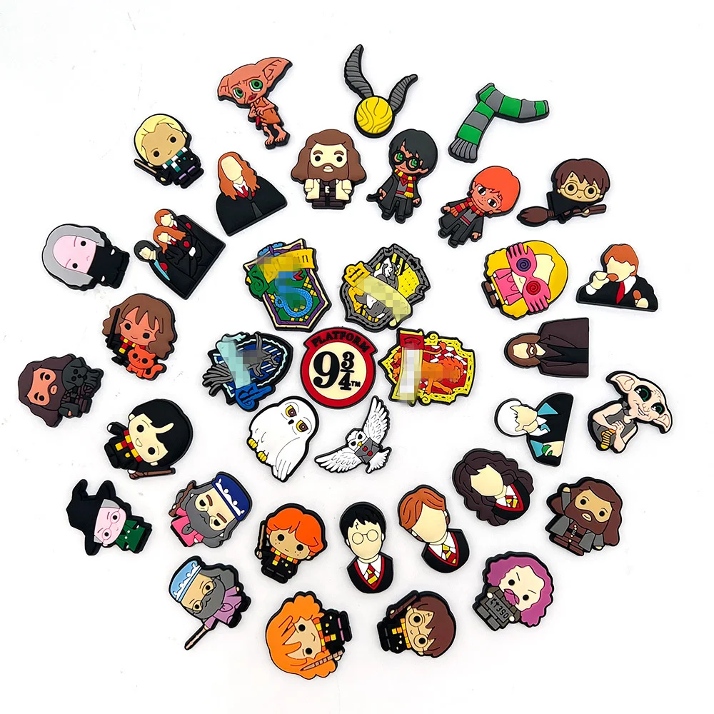 37 Styles Movie Harry DIY Shoes Accessories Platform 9-3/4 Hedwig Hermione Cartoon Shoe Charms Buckle PVC Anime Pins
