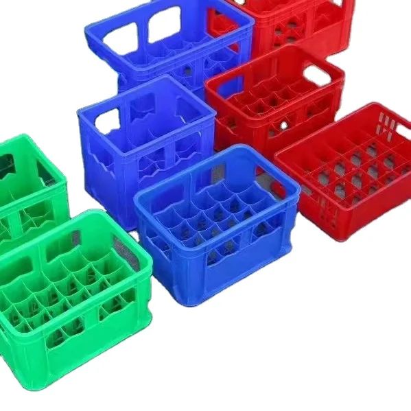 Wholesale Cheap green bottle plastic storage packing PP stackable beer wine milk divider crate for free sample
