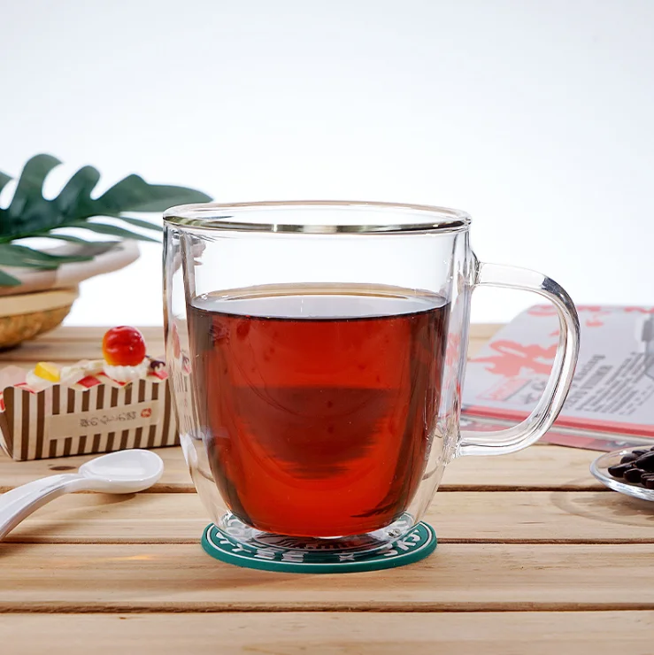 
XINAO glassware 350ml High temperature double wall high borosilicate glass juice drink coffee cup 