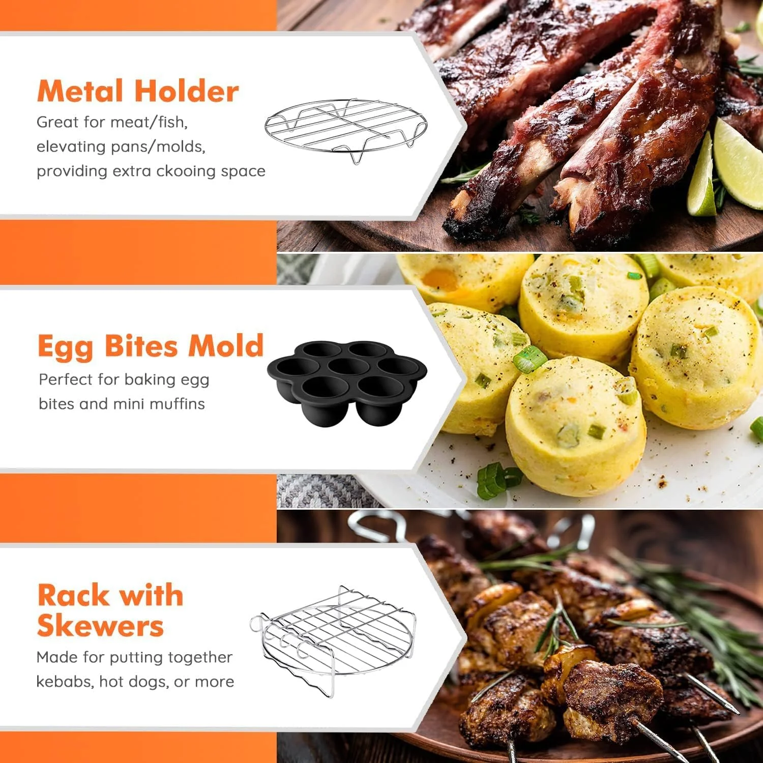 Hot selling 10 Piece air fryer Square Accessories set 5.8 Qt 6.0 Qt Larger pot