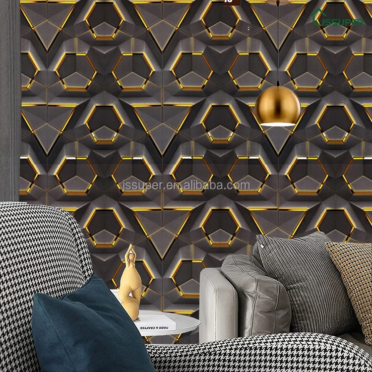 Modern PVC Three Dimensional Geometry Creative Self Adhesive Wallpaper KTV Restaurant Bedroom Background