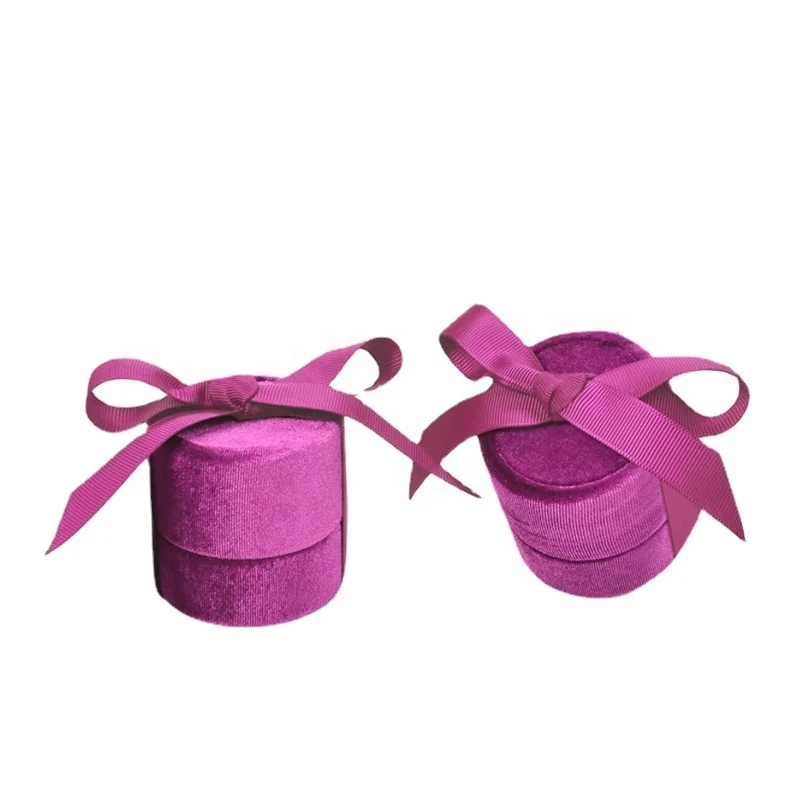purple rose velvet round fashion jewelry Pendant earring ring box supply competitive price velvet round jewelry box round velvet