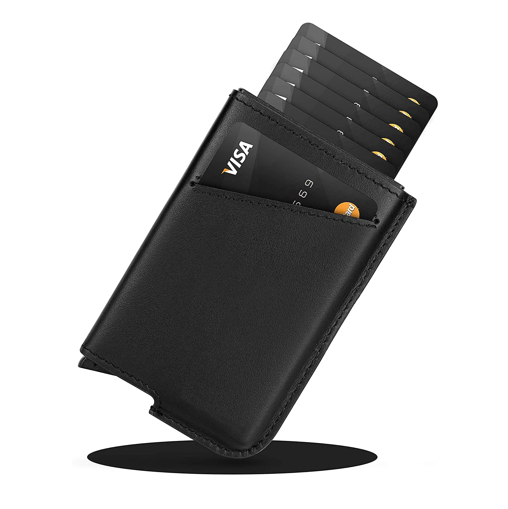 Мини-кошелек из натуральной кожи с алюминиевым металлическим отделением для кредитных карт, 2021, мужской и женский Умный кошелек, деловые держатели для карт, мужской бумажник Rf