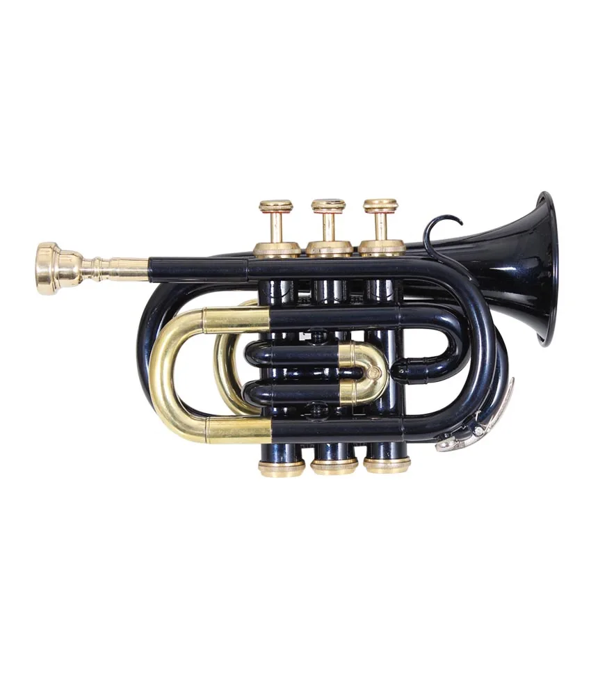 NASIR ALI NEW PROFESSIONAL BB  PITCH  BLACK POCKET TRUMPET PREMIUM QUALITY WITH INCLUDE HARDCASE AND MOUTH PIECE