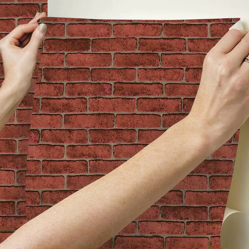 Home Decoration 3D Texture Brick Self Adhesive Wall Paper Interior Peel And Stick Wallpaper Roll Bricks For Living Room