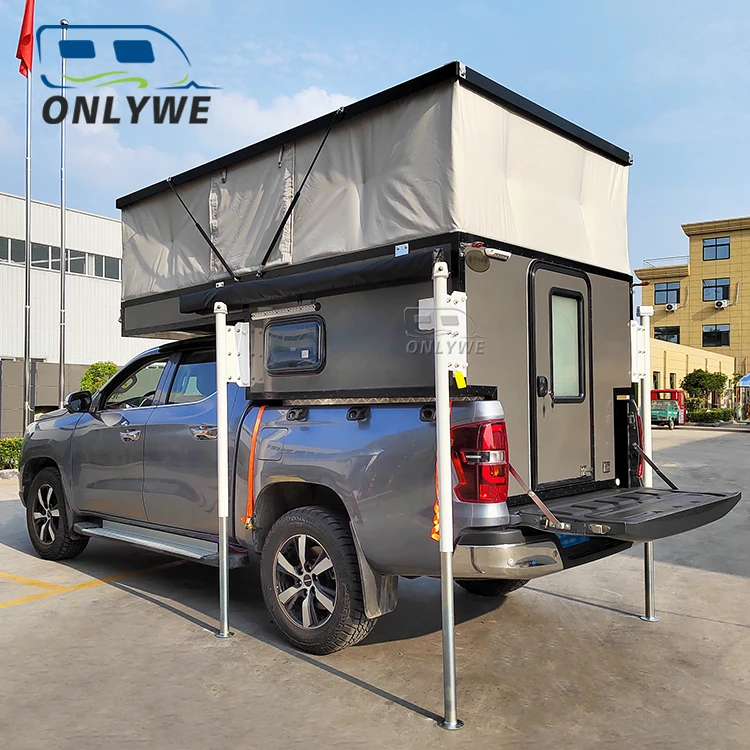ONLYWE Off Road Pickup Truck Bed Camper Slide In Pop Up Flatbed Truck Camper 4x4 Overland Expedition Truck Camper for Pickup