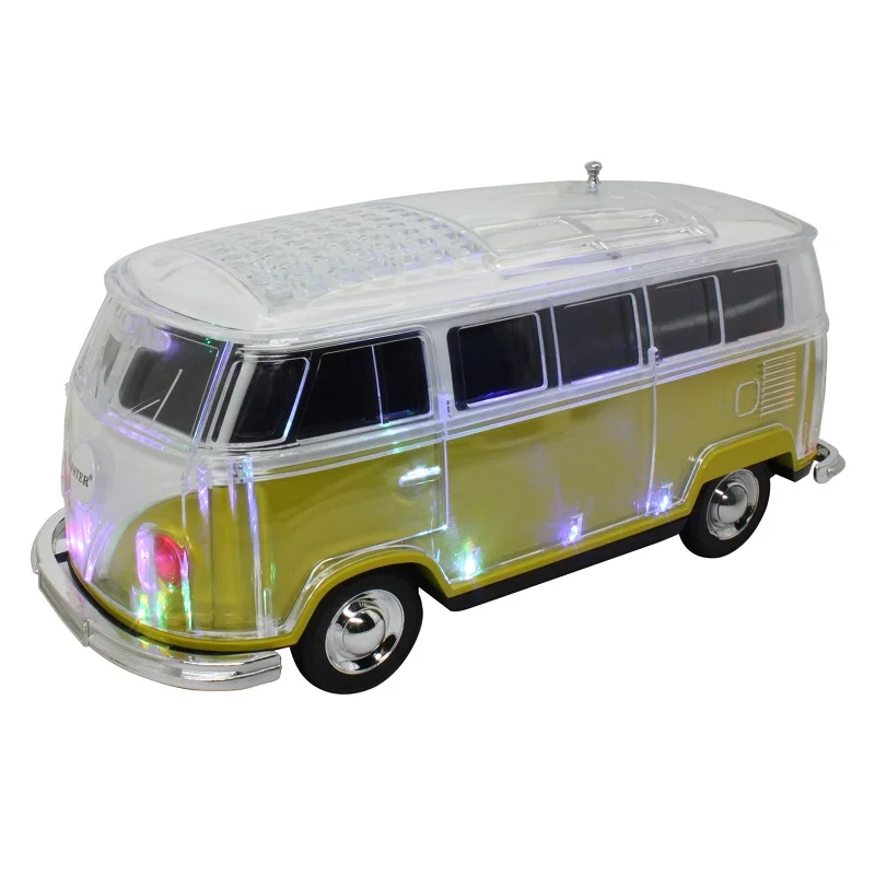 Unique Electronic Promotional Gift Bus Shaped Speaker Wireless Blue tooth LED Radio Speaker with TF USB FM AUX MP3 Player