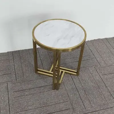 2022 new arrival modern design living room furniture high end marble round luxury Stainless steel base coffee table tea table