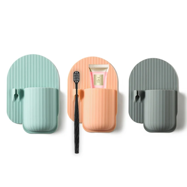 Silicone Wall Mounted Toothbrush  Holder, Waterproof Toothpaste Holder bathroom hanging shower organizer