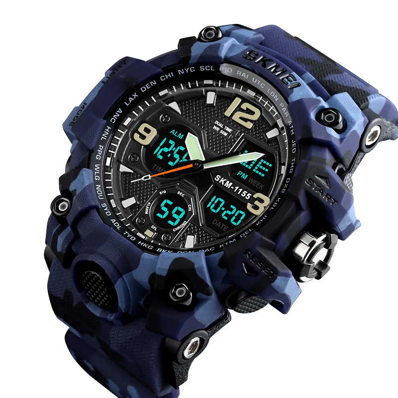 hot selling SKMEI 1155B dual time sport watch analog digital watches for men