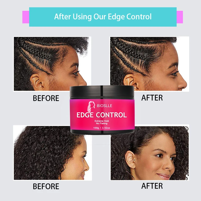 BIOSLLE Selling Customized Logo Private Label 48 Hour Strong Hold Edge Control Fast Drying for 4c black hair