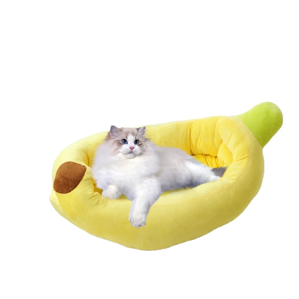 Cozy Banana-Shaped Pet Bed Detachable Washable Nest for Small Medium Dogs Cats