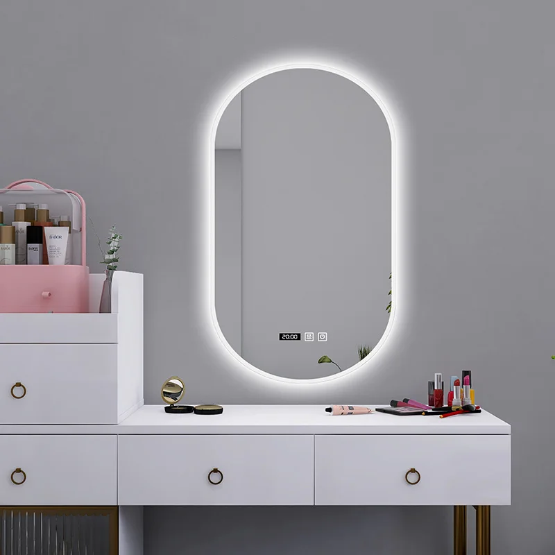 Wholesale Good quality and cheap LED backlight smart light bathroom mirror s frameless oval mirrors