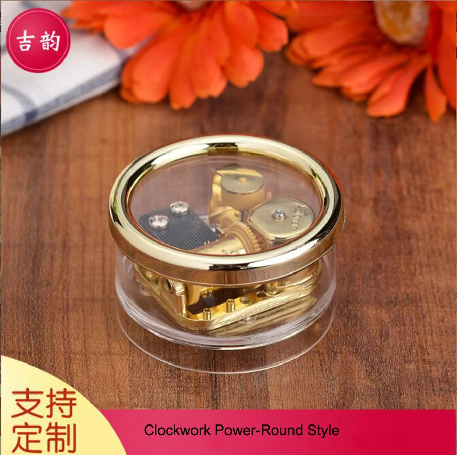 Wholesale Mini Hand Crank acrylic music box Custom logo Hot Selling Mini Music Box with custom song Clockwork Power music box