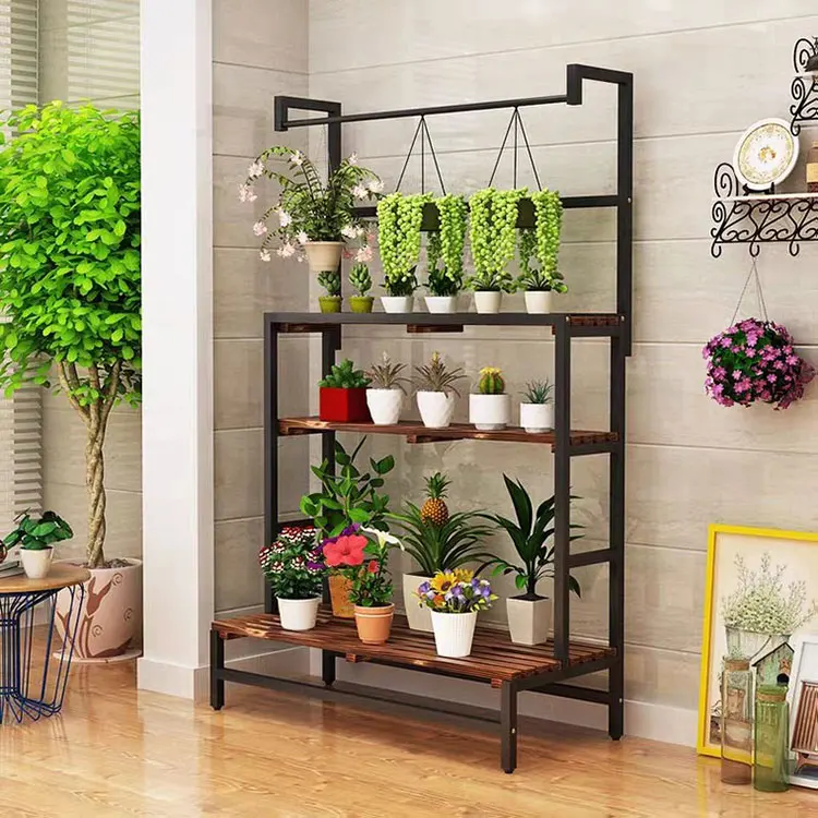 High-end Artificial  Flower Shop Garden Flooring Stand Metal Outdoor Plant Pot Display Stand Rack