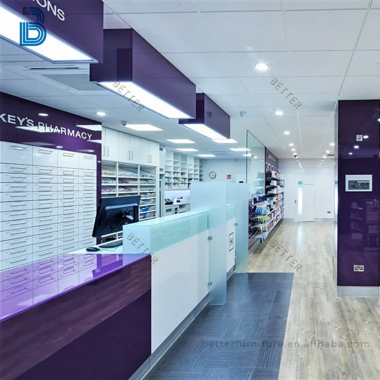 Pharmacy shop display furniture equipment for shelves and display cabinet drugstore gondola