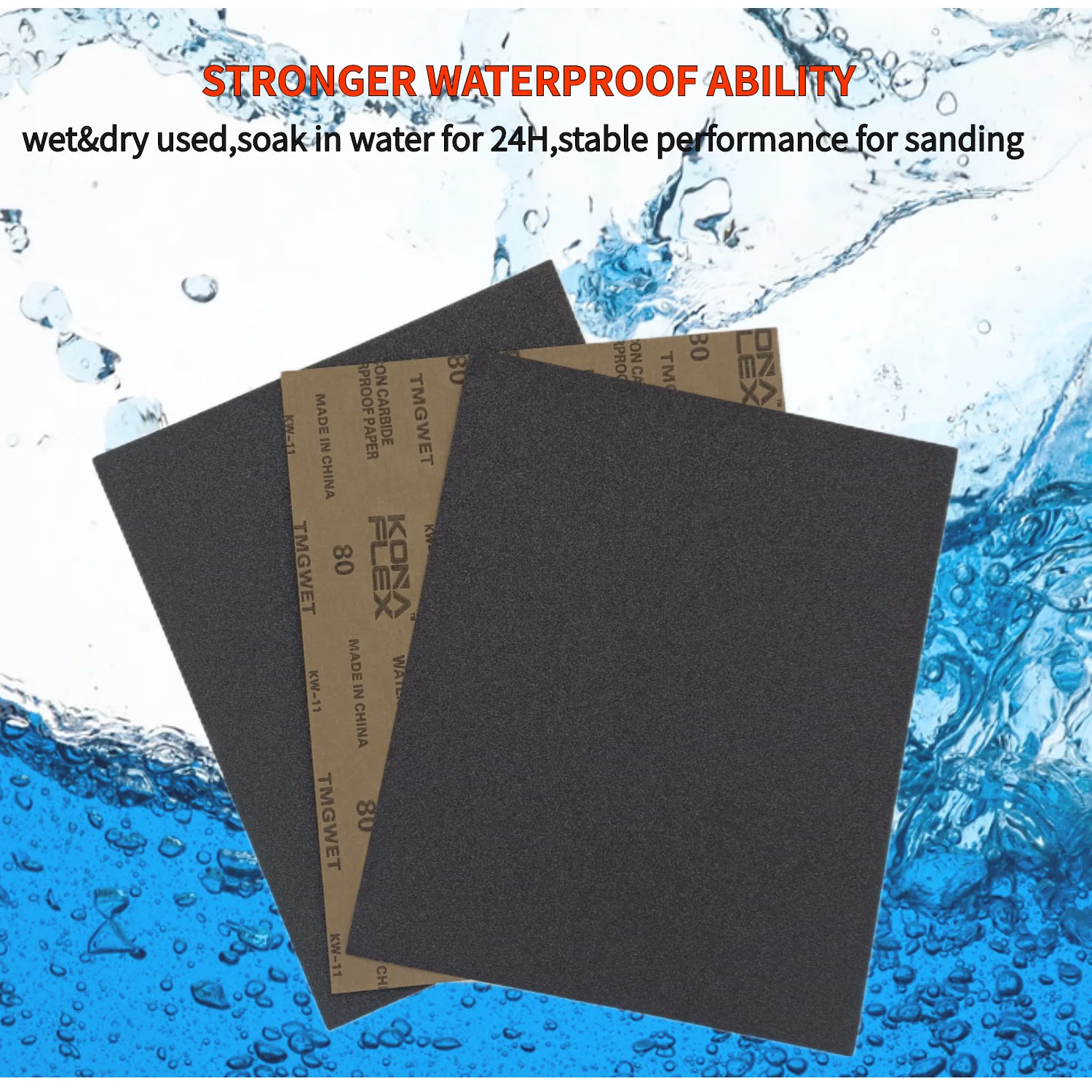 Konaflex-профессиональная Влажная и сухая наждачная бумага 9x11 дюймов из карбида кремния, водонепроницаемые листы, абразивная бумага