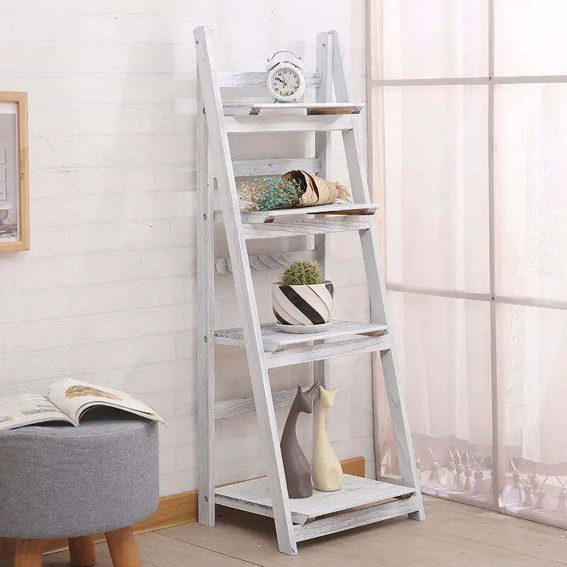 Factory Cheap Vintage Plant Display Rack 3 Tiered Adjustable Wood Bookshelf