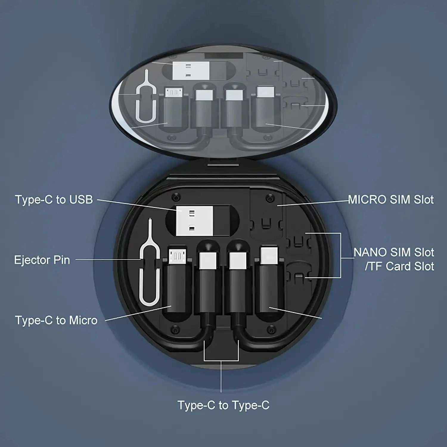 Factory Portable Functional Custom Storage Cable Box Fast Charging Data Cable Phone Holder With Mirror Gift For Travel Outdoors
