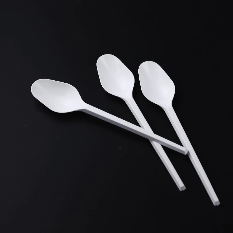 Wholesale PS disposable plastic black white mini tea spoon small disposable
