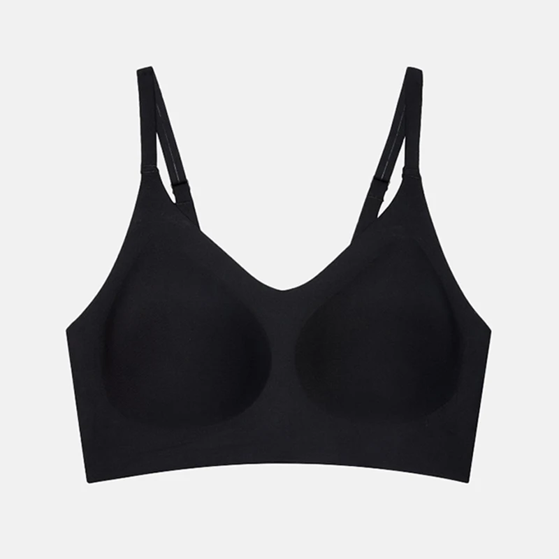 Wholesale Custom Logo High Quality Bralette Adjustable Strap Breathable V Neck Wireless Push Up Seamless Bra For Women