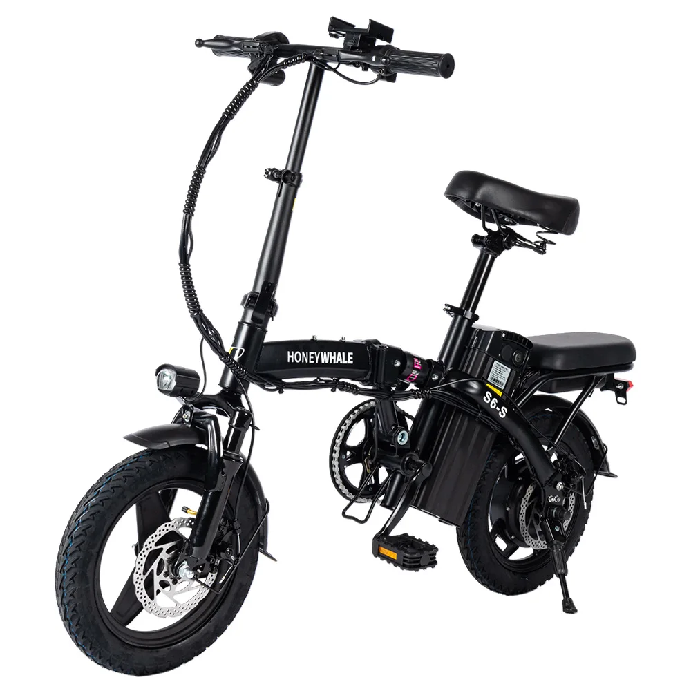 HONEYWHALE S6-S 14-inch Electric Bike 250W Motor 48V 10.4Ah Battery 25km/h Front and Middle Suspension Damping Dual Disc Brake