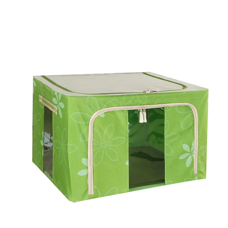 44L 55L 66Lfinishing bag flip transparent storage box Oxford cloth steel frame folding storage box