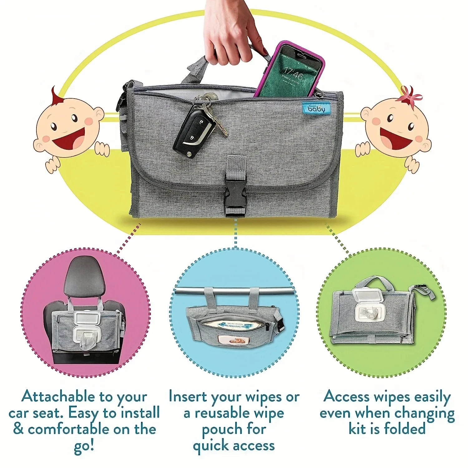 Newborn Extended Waterproof Travel Changing Station Portable Baby Mat Diaper Changing Pad
