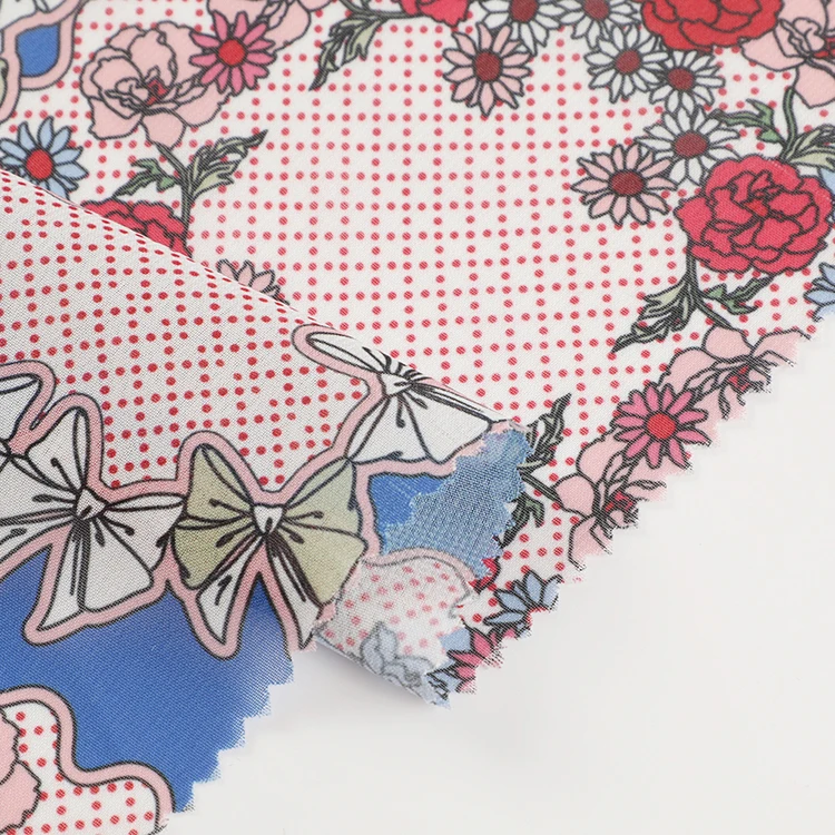 Готов к отправке, популярная тканая шифоновая розовая романтичная ткань с цветочным принтом для платья