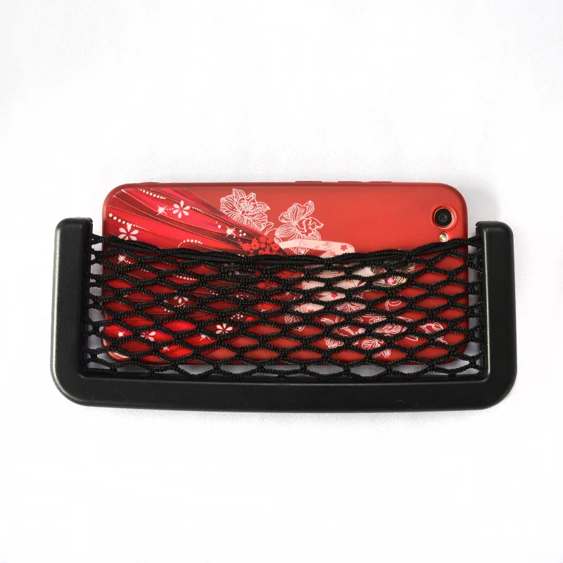Car Organizer Storage Bag Auto Paste Net Pocket Car Storage Mesh Bag ABS Plastic Frame Nylon Organizer Back Pocket