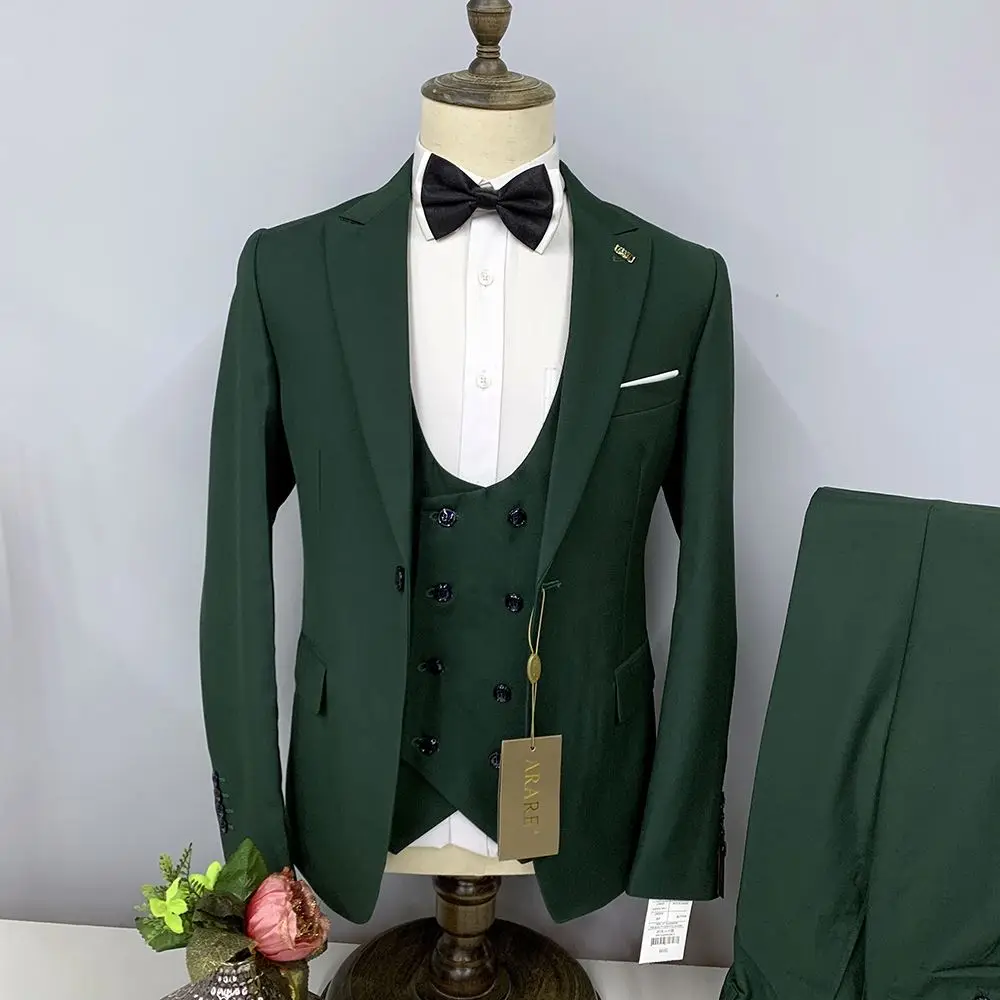 Wholesale Wine Red Casual Oversized Blazer Hombre Formal Three 3 Piece Suits Set For Men In Pakistan